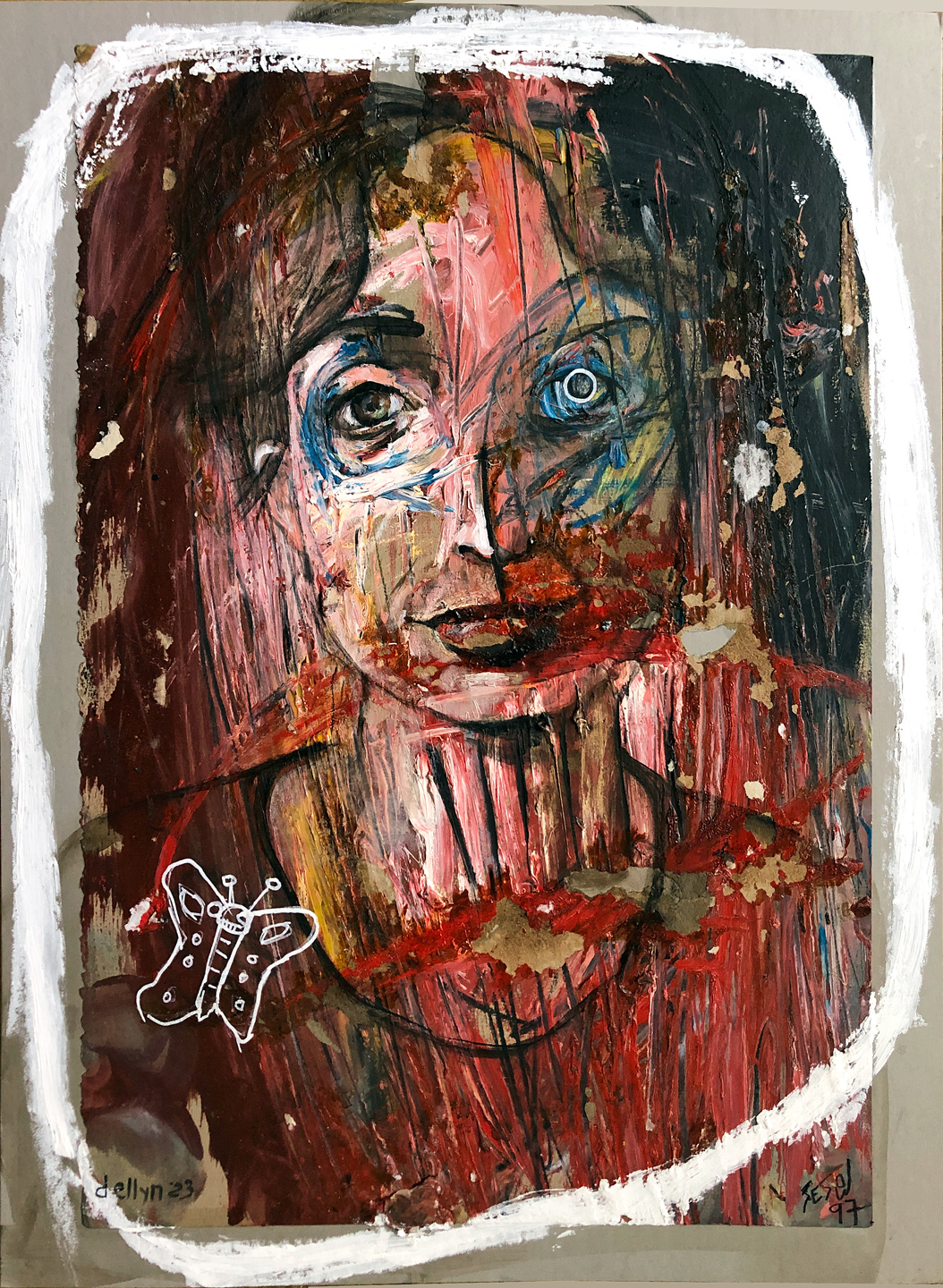 Chaotic portrait of woman with butterfly by Dana Ellyn and. Matt Sesow