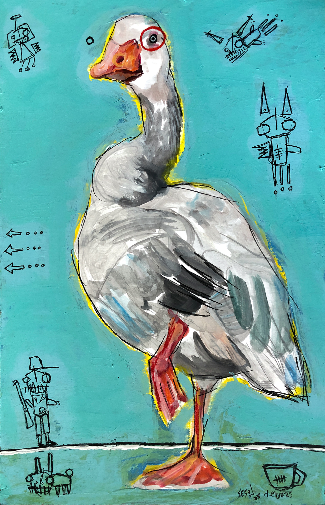 expressive painting  of Edgar Alan Poe
